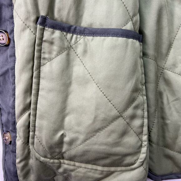 BLANKNYC Reversible Quilted Jacket XS Olive Navy Ditsy Floral Boxy Button Front - Picture 16 of 16